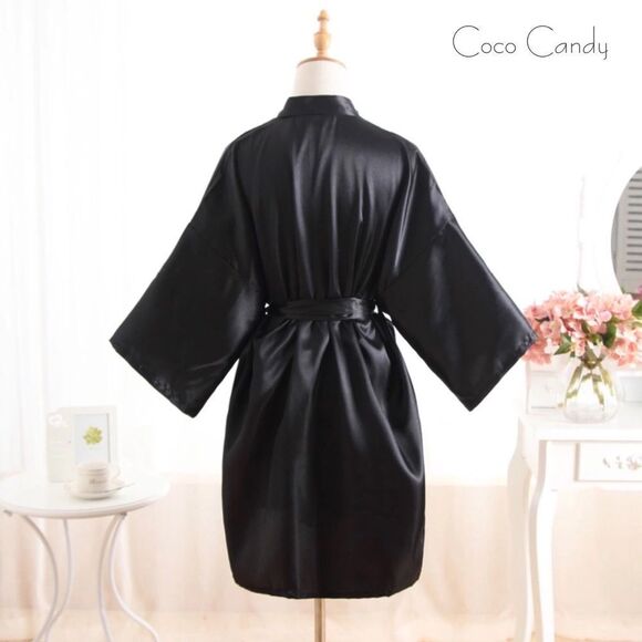 🆕Luxury Satin Black Kimono Robe - Picture 4 of 7